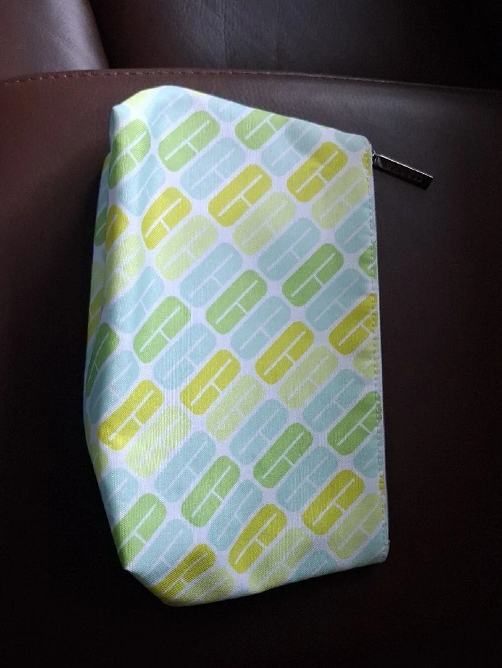 Clinique Zip Cosmetic Pouch in Mint Green and Yellow